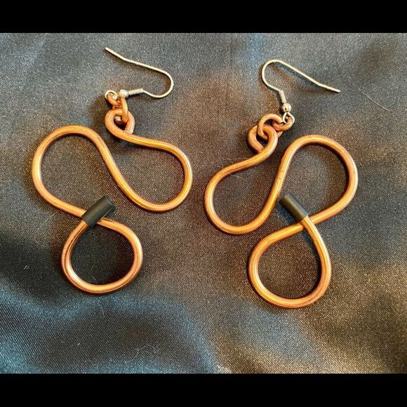 Large Copper Tone Abstract Earrings - Picture 1 of 7
